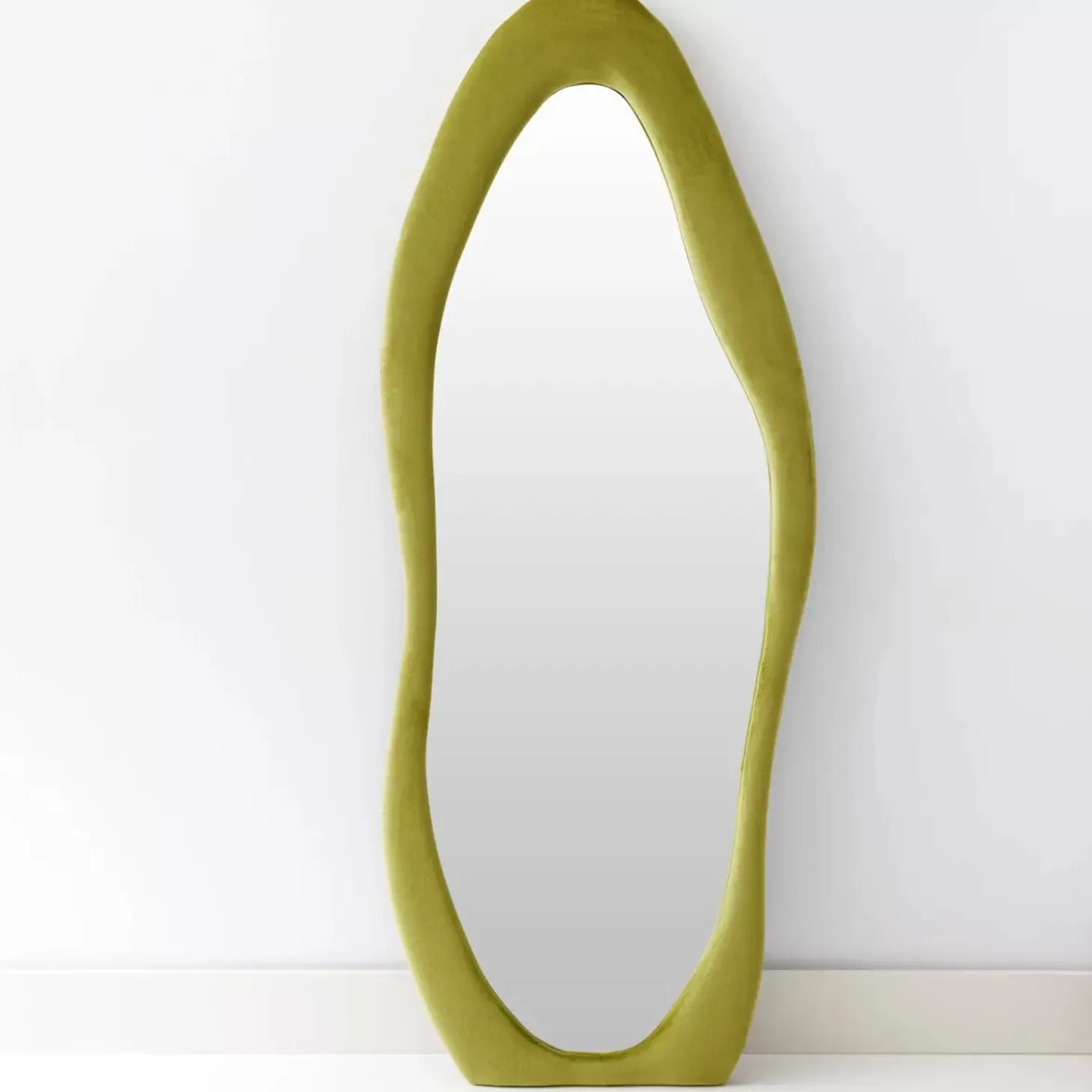 Sale GigiandTom Asymmetrical Wavy Velvet Full Length Mirror Green