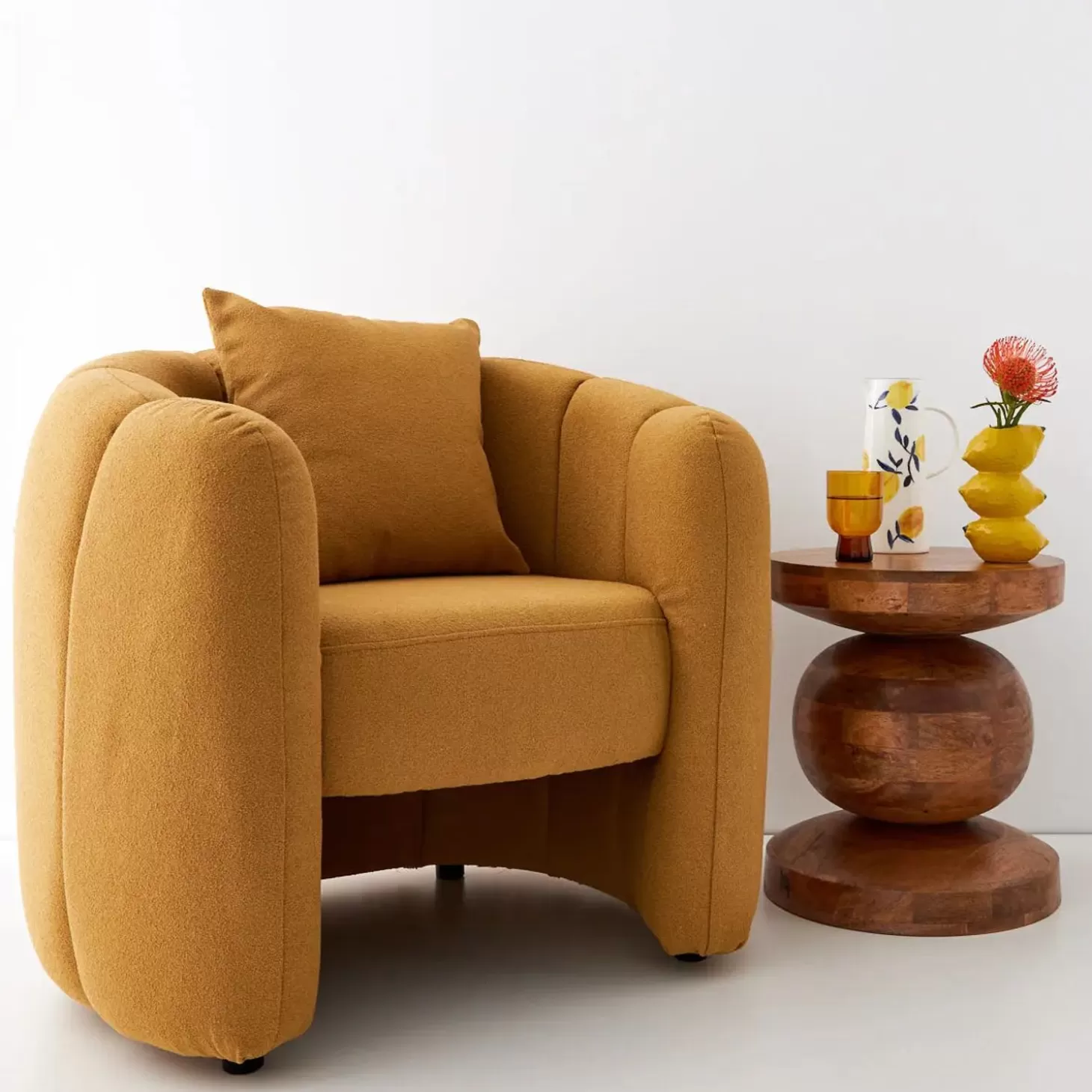 Clearance GigiandTom Bloom Boucle Accent Chair Mustard