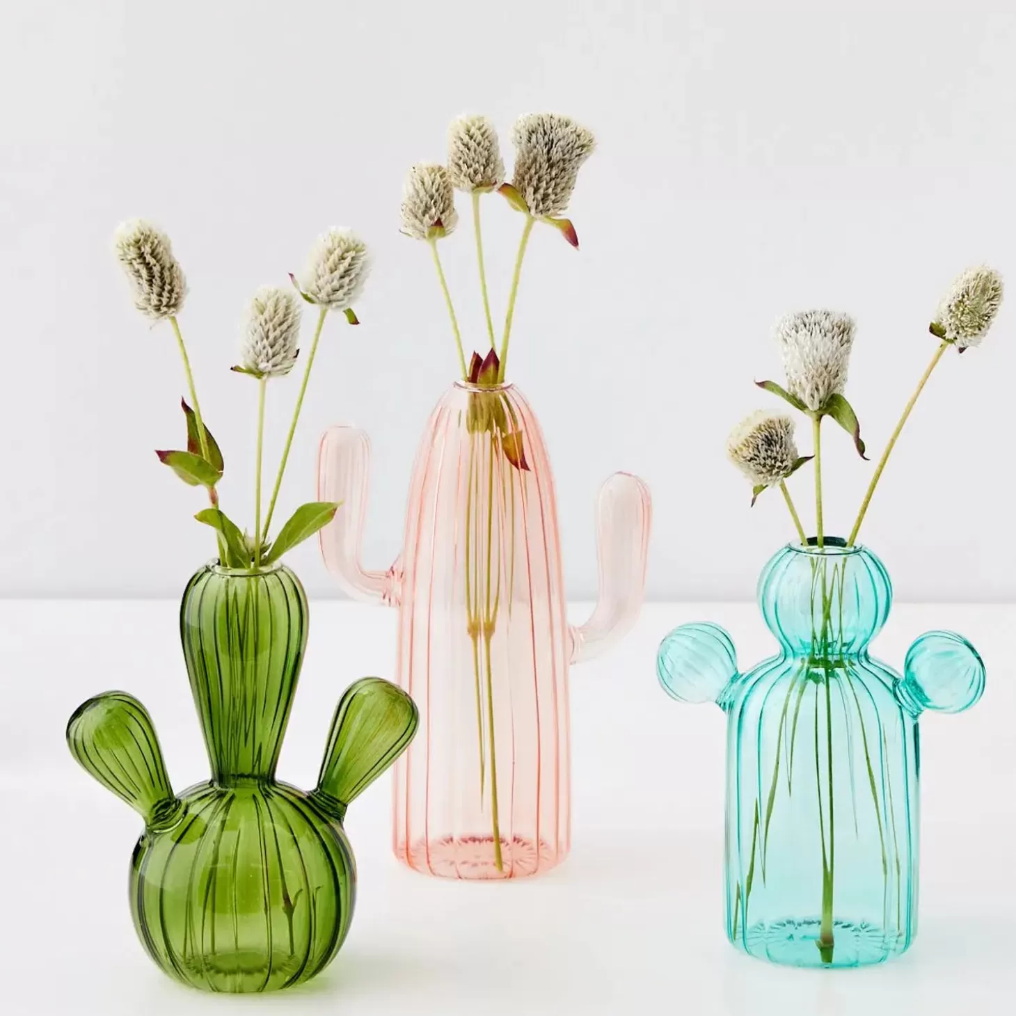 Outlet GigiandTom Cactus Medium Coloured Glass Vase Teal