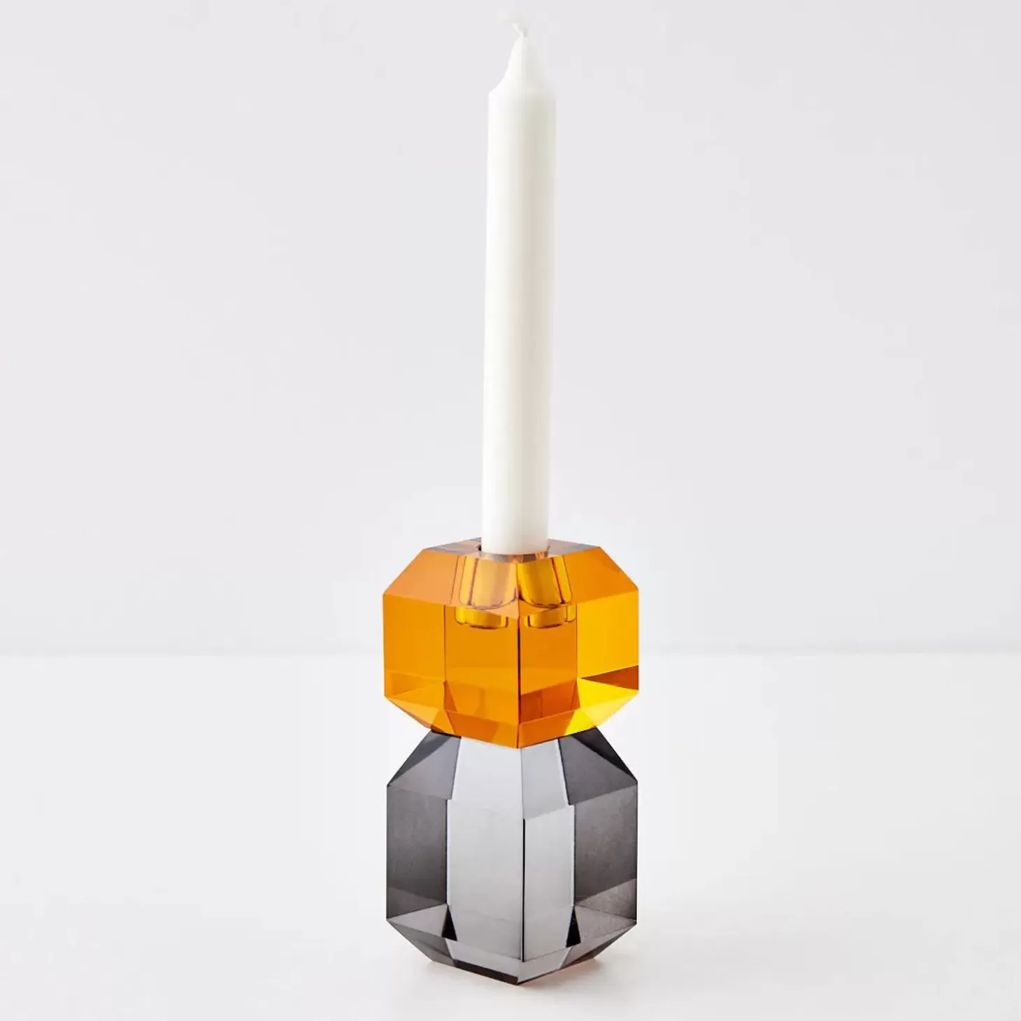 Flash Sale GigiandTom Edgy Crystal Taper Candle Holder Amber Smoke