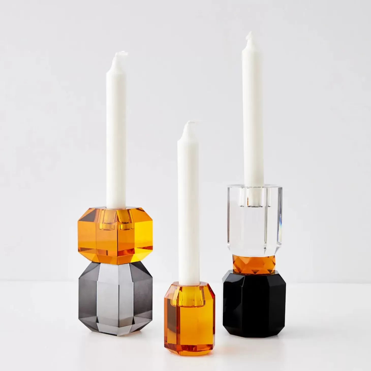 Flash Sale GigiandTom Edgy Crystal Taper Candle Holder Amber Smoke