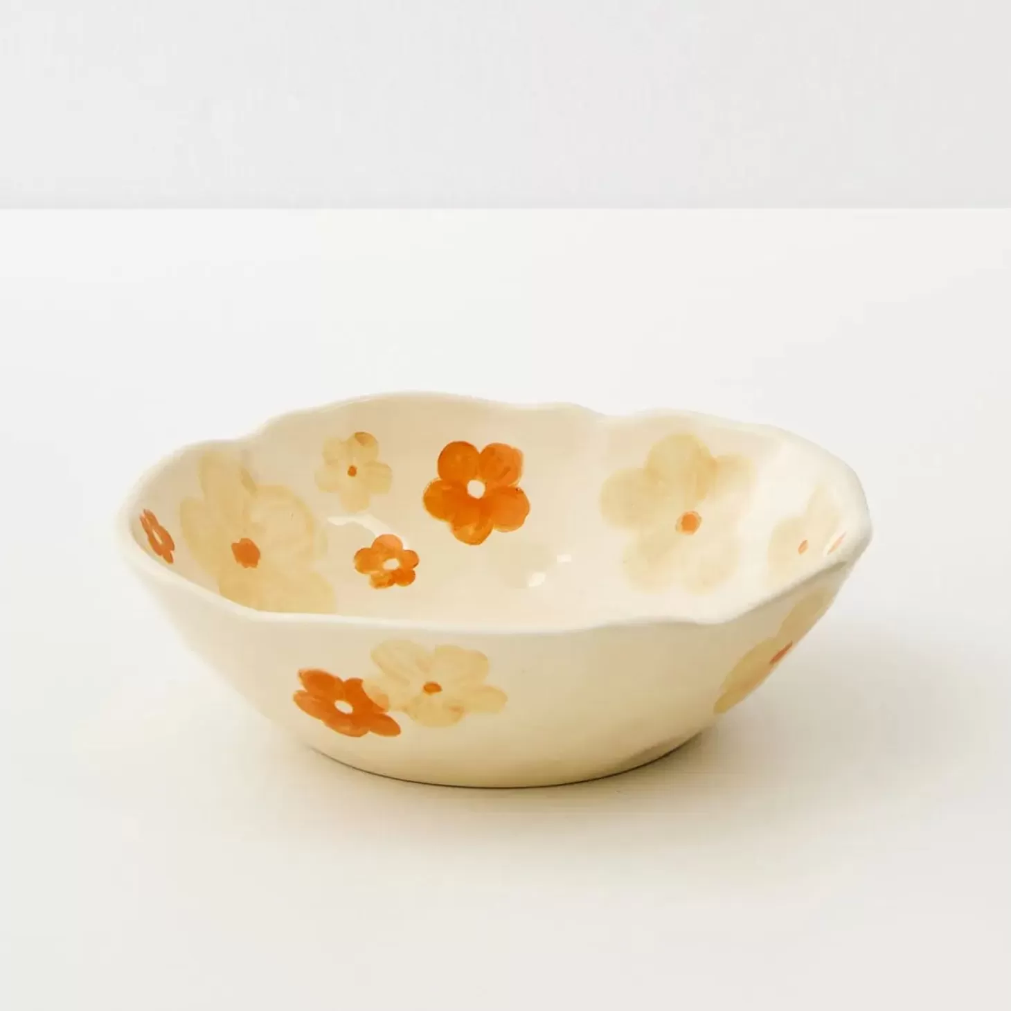 Fashion GigiandTom Painted Blooms Ceramic Bowl Orange