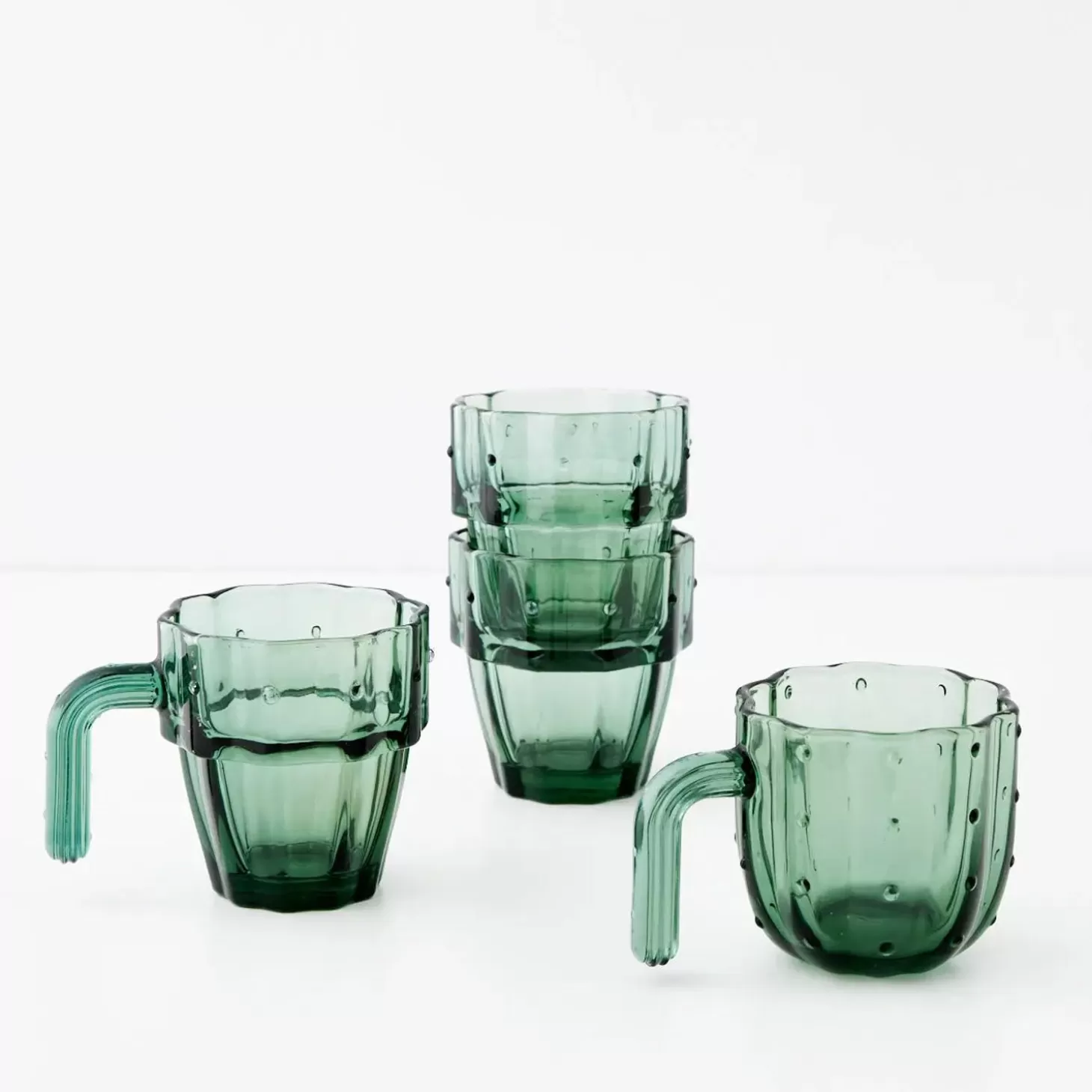 Discount GigiandTom Saguaro Cactus Glass Set Of 4 Green