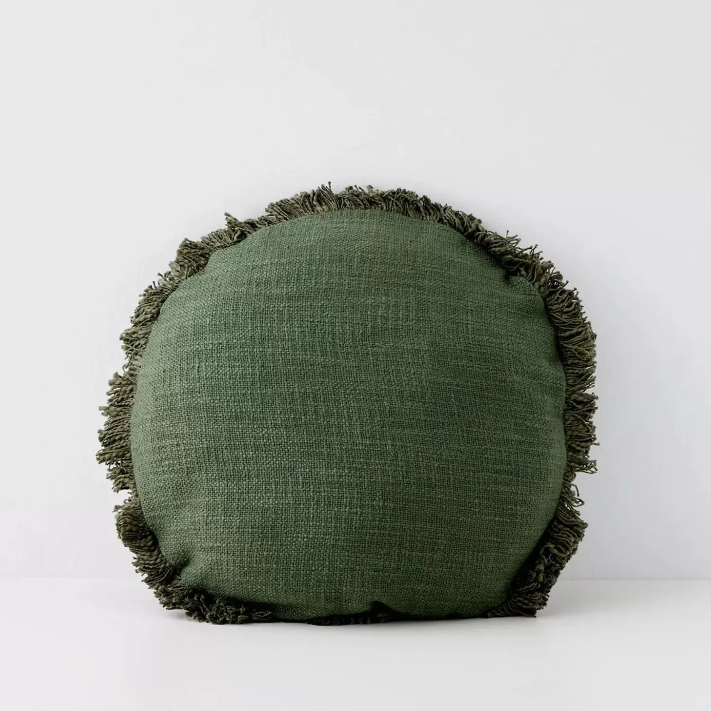 Clearance GigiandTom Shaggy Round Cotton Cushion With Insert Green