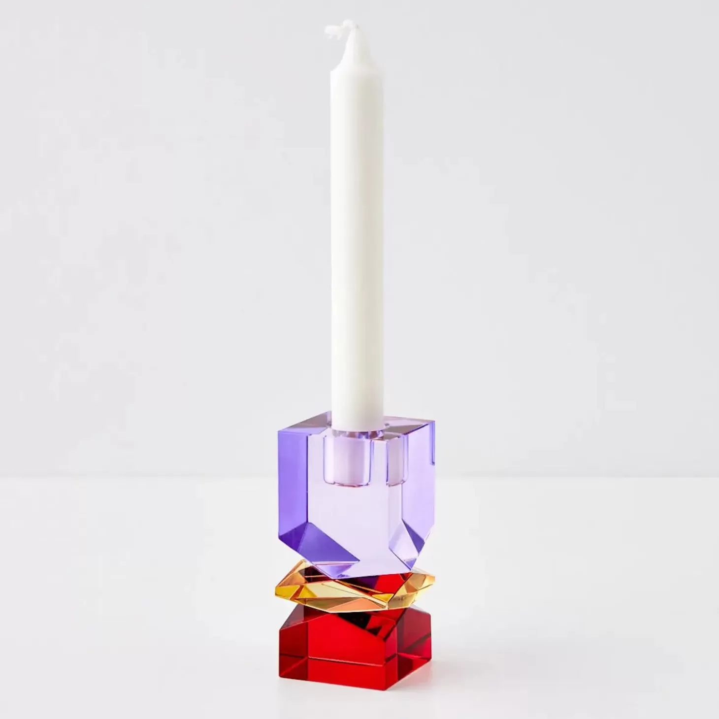 Hot GigiandTom Technicolour Crystal Taper Candle Holder Purple Red